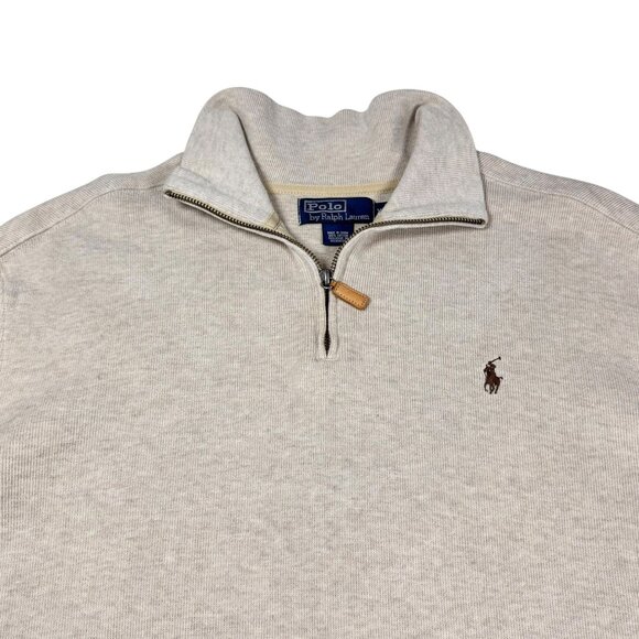 Polo Ralph Lauren Estate-Rib Quarter-Zip Pullover Sweater Sz XL Cotton Cream - Picture 6 of 6
